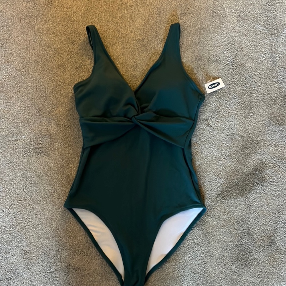 Women’s Old Navy size medium 1 pc bathing suit with knotted front